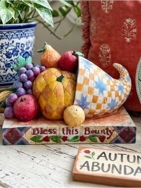 Jim Shore Heartwood Creek Bless This Bounty Cornucopia Vintage Folk Art Décor